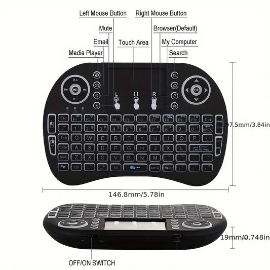 ✅ i8 Mini Wireless Keyboard with Touchpad (RGB Backlight)
