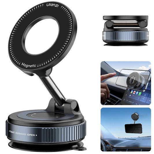Upgraded 360 Vacuum Magnetic Car Mount Phone Holder – Hands-Free & Secure