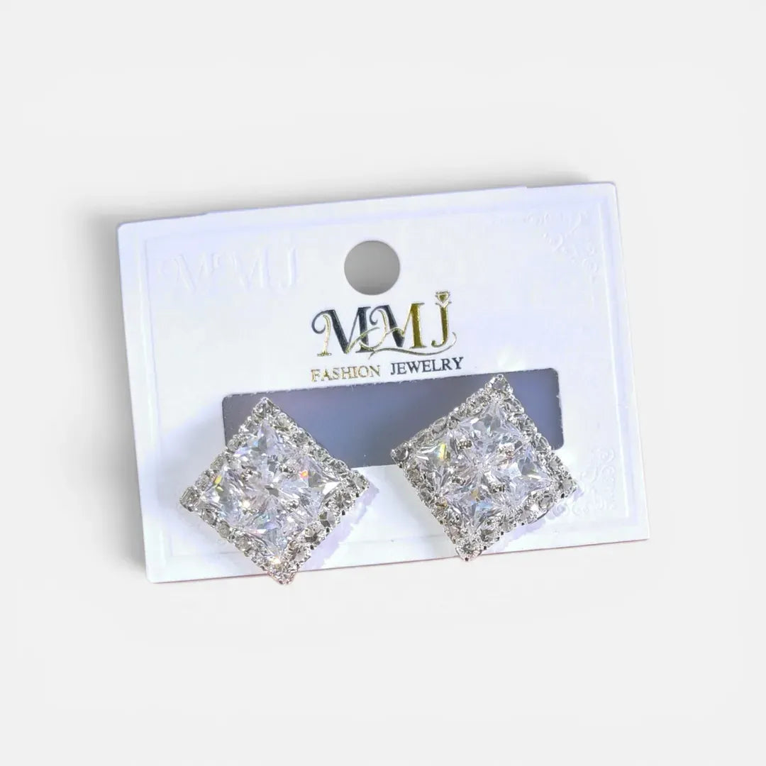 Crystal Modern Earrings Gold Plated 2 Pcs