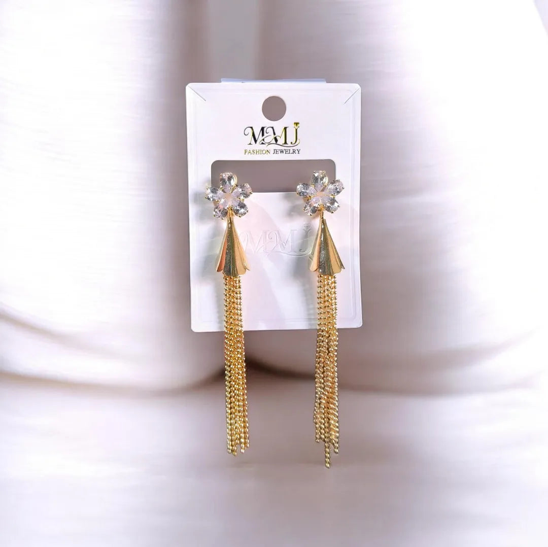 Golden Crystal Earrings for Women 2 Pcs