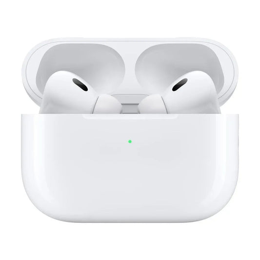 Wireless white earbuds in charging case, modern Bluetooth earphones for music and calls