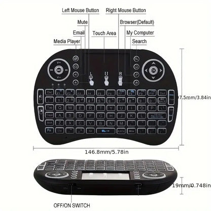 ✅ i8 Mini Wireless Keyboard with Touchpad (RGB Backlight)