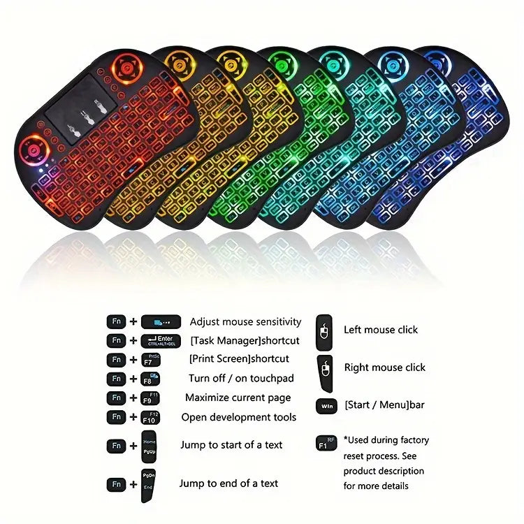 ✅ i8 Mini Wireless Keyboard with Touchpad (RGB Backlight)