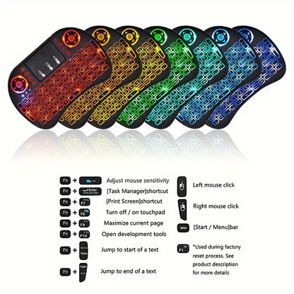 ✅ i8 Mini Wireless Keyboard with Touchpad (RGB Backlight)