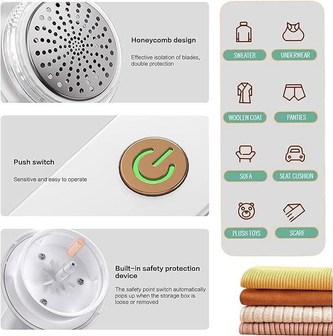 Electric Lint Remover For Clothing  Rechargeable Fabric Shaver & Anti-Pilling Razor