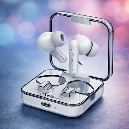 Fontec Glow Wireless Earbuds Bluetooth 5.3 Gaming Earphones with ENC & Transparent Case