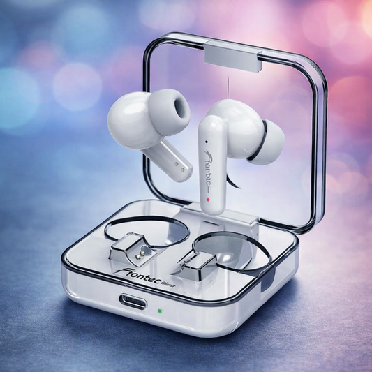 Fontec Glow Wireless Earbuds Bluetooth 5.3 Gaming Earphones with ENC & Transparent Case