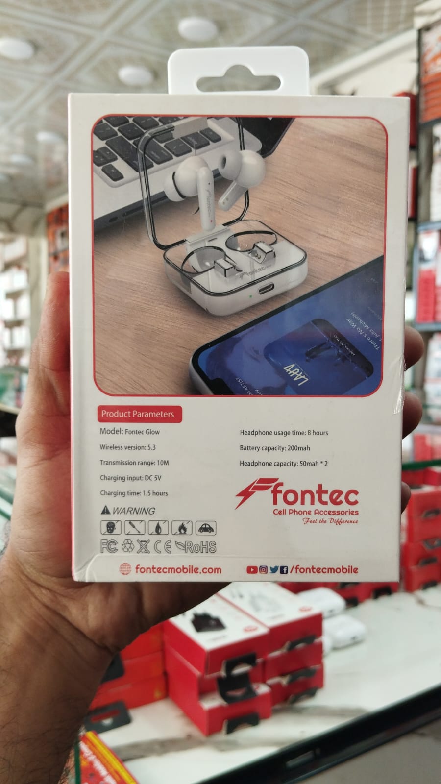 Fontec Glow Wireless Earbuds Bluetooth 5.3 Gaming Earphones with ENC & Transparent Case