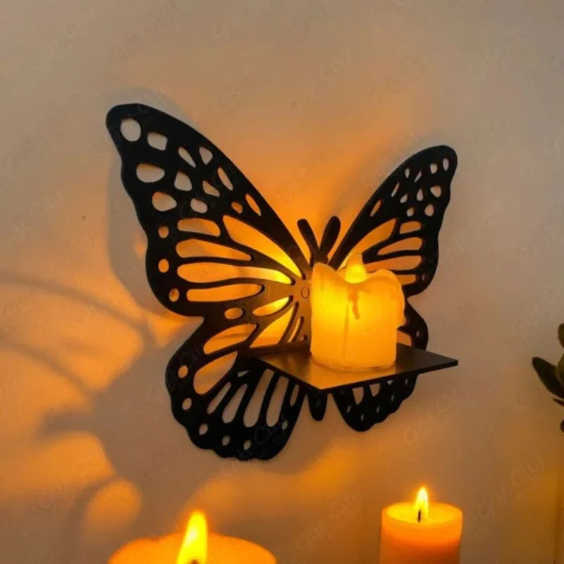 Wooden Butterfly Wall Shelf