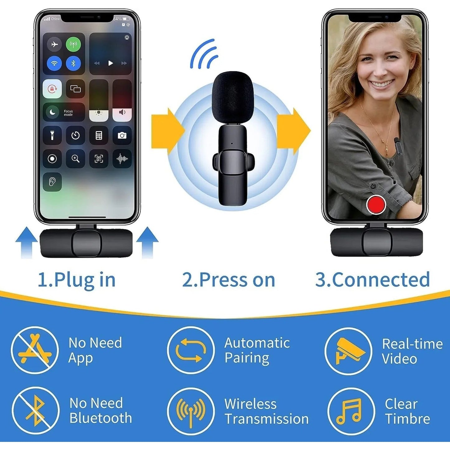 K9 Dual Wireless Lavalier Microphone | Plug & Play USB Type-C | Mic with Auto Sync & Noise Reduction