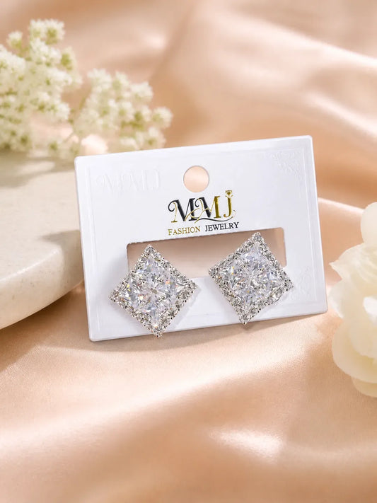 Crystal Modern Earrings Gold Plated 2 Pcs