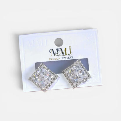 Crystal Modern Earrings Gold Plated 2 Pcs