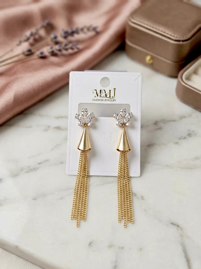 Golden Crystal Earrings for Women 2 Pcs