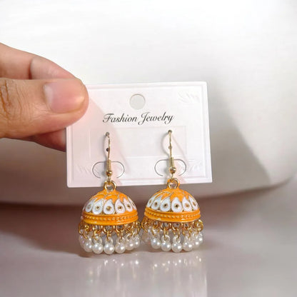 Gold Plated Jhumka Earrings for Women 2 Pcs Multicolor