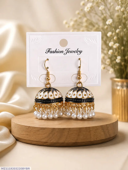 Funky Gold Plated Jhumka Earrings for Women Multicolor