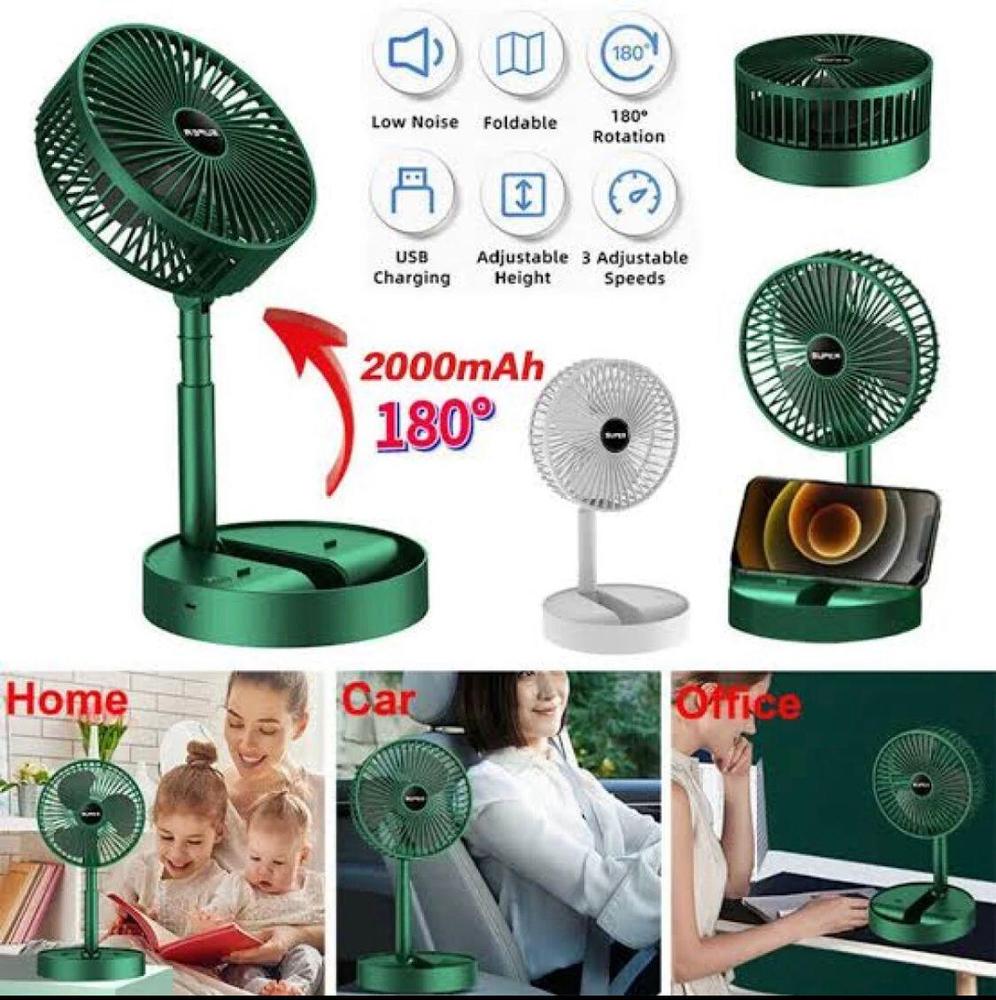 Rechargeable Portable Fan Green ABS