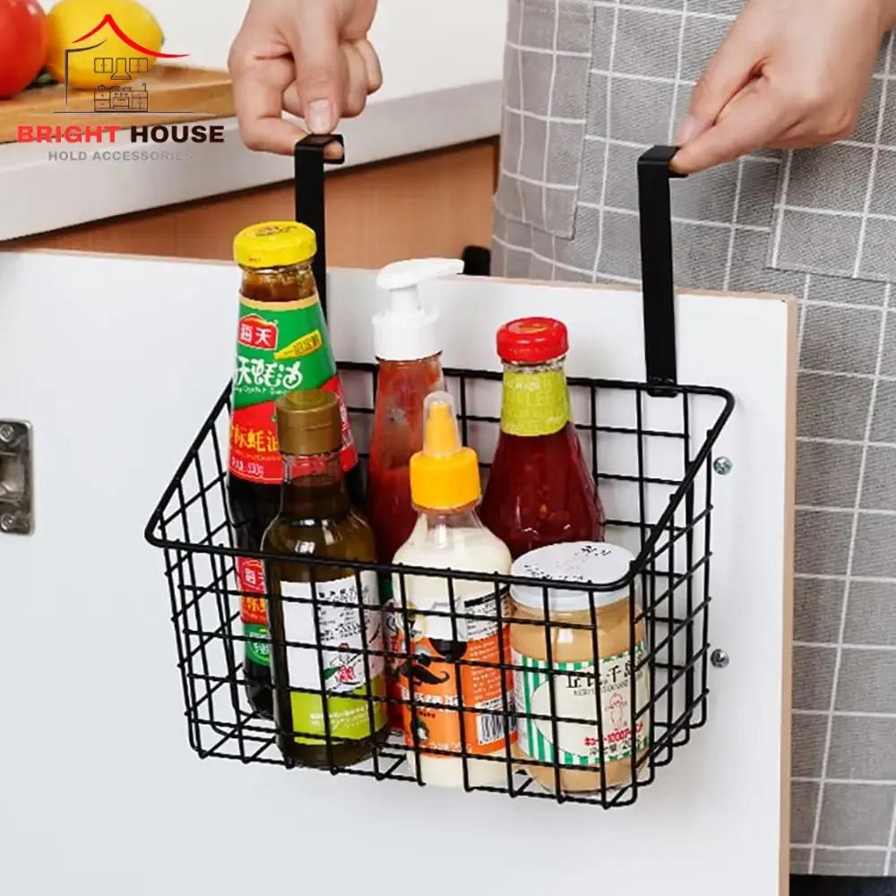 Black Metal Spice Basket  Hanging Kitchen Organizer
