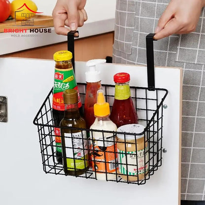 Black Metal Spice Basket  Hanging Kitchen Organizer