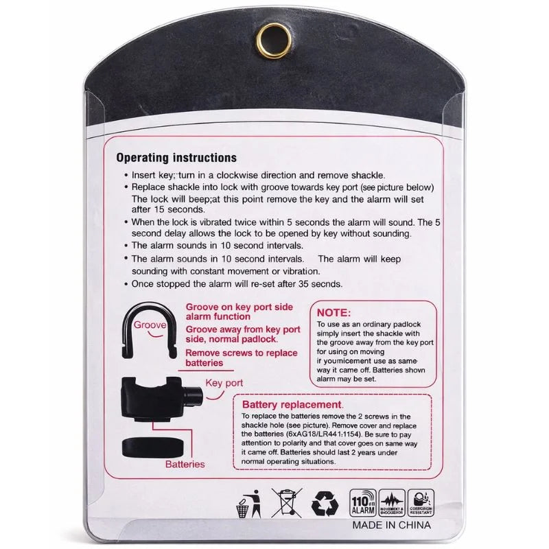 High-Security Gembok Alarm Lock (✅ Free Shipping)