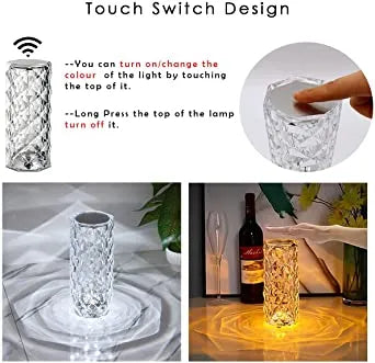 Decorative lamp with crystal design, 16-color LED lights, remote control, and USB cable on a white background - Arain Smart Store