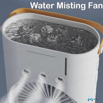 Mini Double Head Portable Mist Fan – Cooling & Humidifier with LED Light